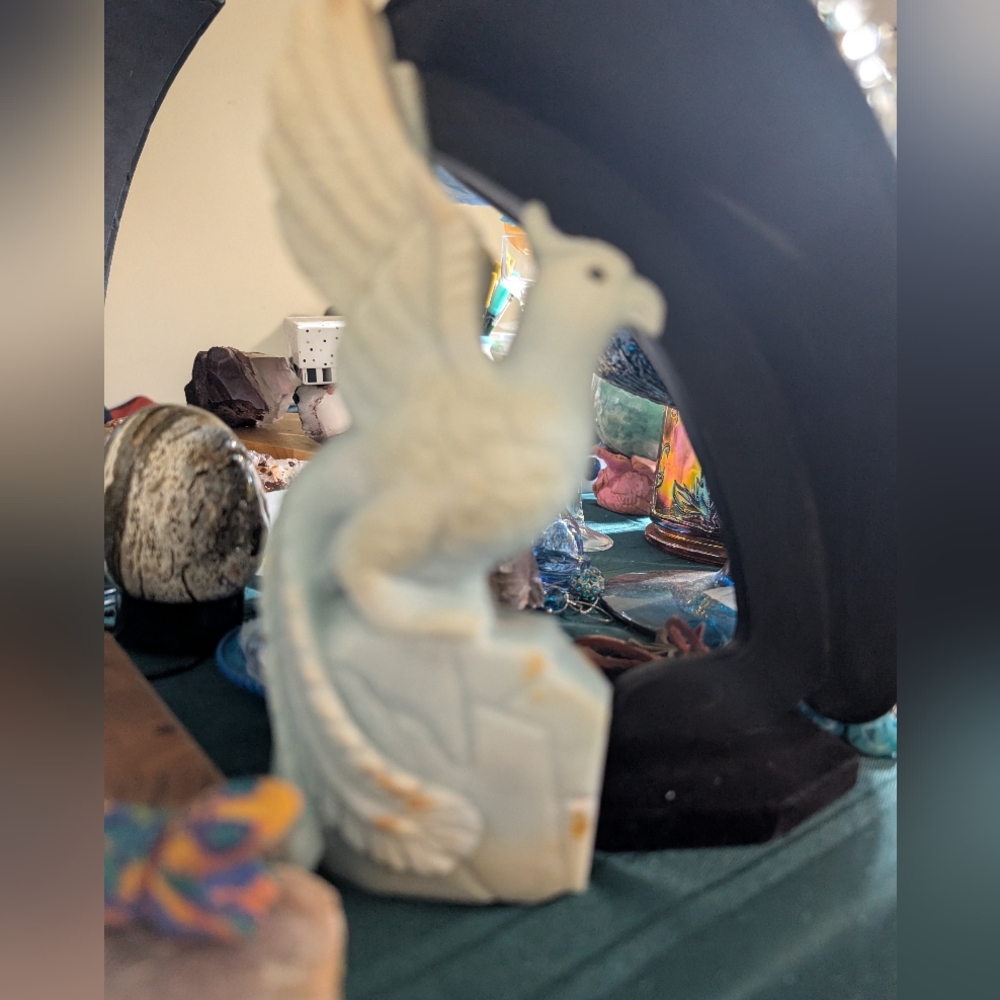 Carved Phoenix 🐦‍🔥 Story Crystal Amazonite Gem Blue - Picture 2 of 6